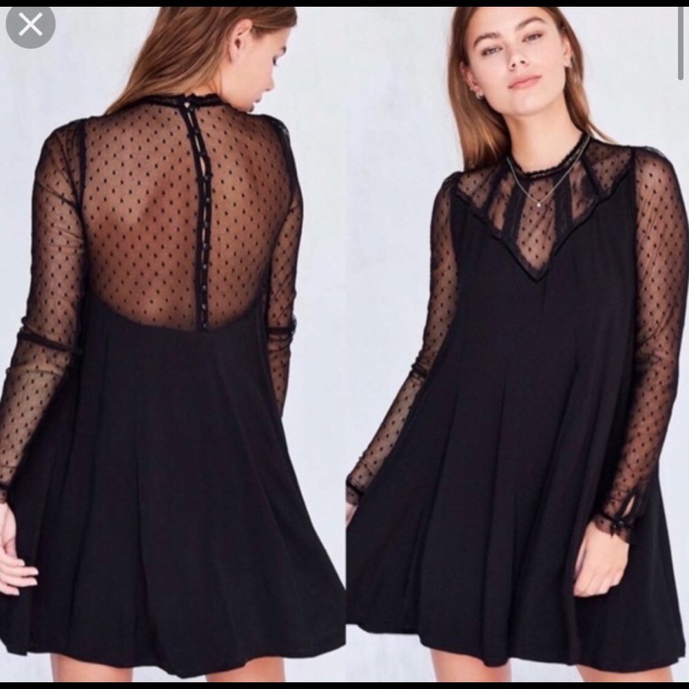 Kimchi Blue black swing long sleeve lace dress